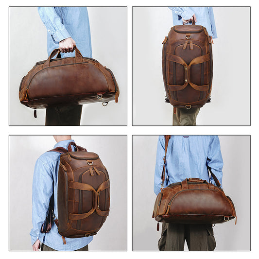 Mochila de Cuero Retro para Hombre - Gran Capacidad para Aventuras al Aire Libre - Image 2
