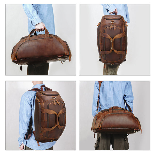 Mochila de Cuero Retro para Hombre - Gran Capacidad para Aventuras al Aire Libre