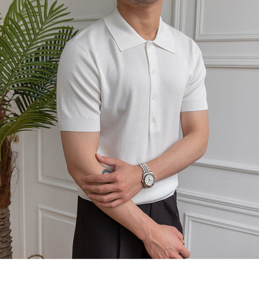 Polo Slim Fit de Manga Corta en Color Sólido - Image 9