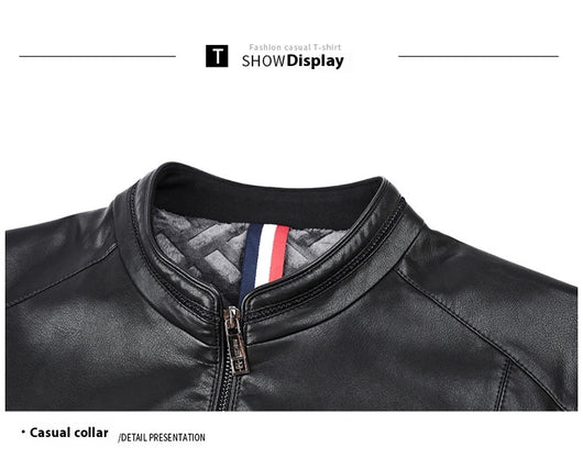 Chaqueta de Cuero Casual Acolchada para Hombre con Forro Polar - Image 29