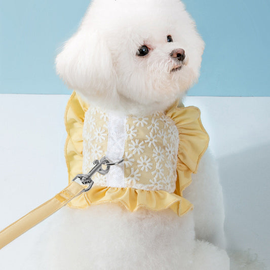 Arnés de Paseo para Mascotas con Bordado Margarita - Correa Ajustable Primavera - Image 2