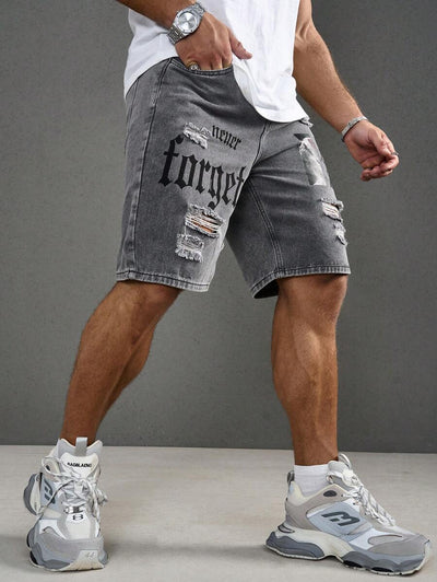 Shorts Estilo Vaquero con Estampado de Letras para Hombre - Image 18