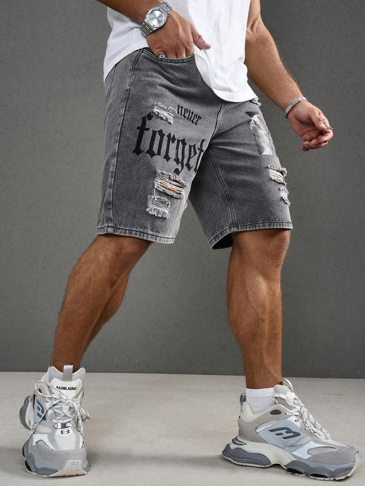 Shorts Estilo Vaquero con Estampado de Letras para Hombre - Image 18