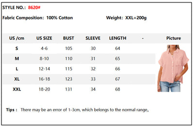 Camisas de Algodón y Lino para Mujer - Manga Corta Casual Verano - Image 8