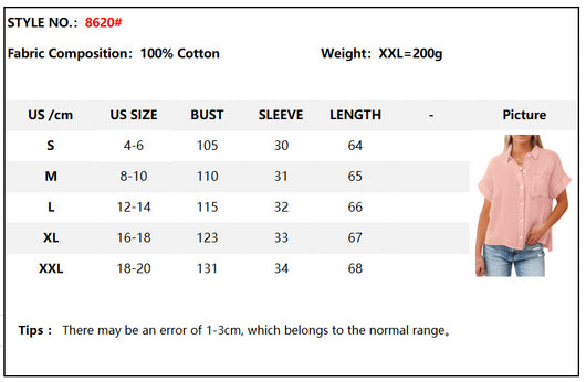 Camisas de Algodón y Lino para Mujer - Manga Corta Casual Verano - Image 8