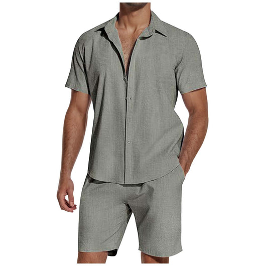 Camisa de Lino con Solapa Manga Corta para Hombre - Image 17