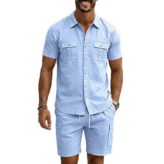 Conjunto Camisa Tipo Polo con Solapa y Shorts Multibolsillos - Image 10