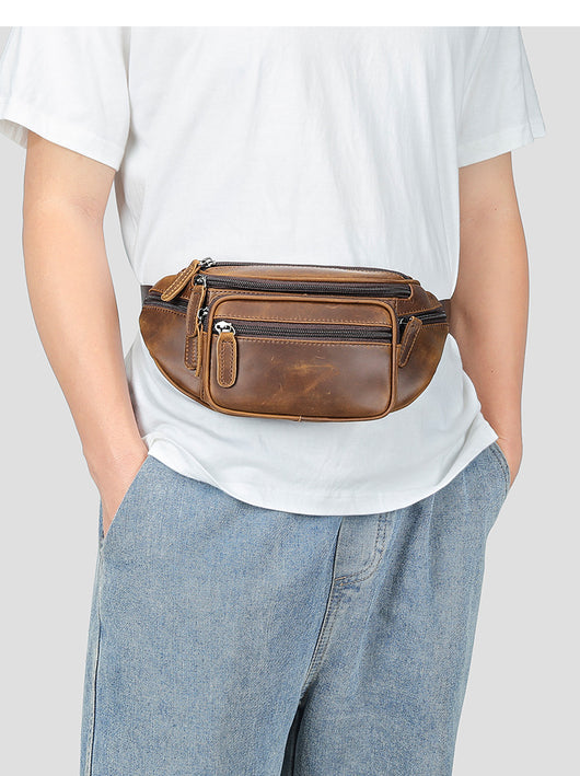 Bolsa de Cintura Retro en Cuero para Hombre - Image 7