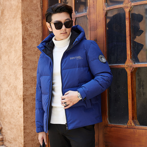 Chaqueta Acolchada con Capucha para Hombre en Plumón Blanco