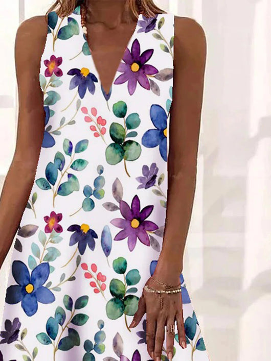 Vestido Casual Primavera Escote V Corte A Línea con Estampado - Image 10