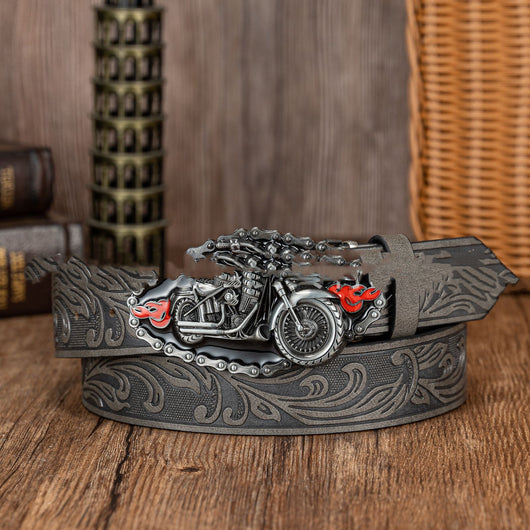 Cinturón de Cuero y Mezclilla con Diseño de Calavera Escorpión Retro Personalizado - Image 5