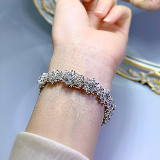 Pulsera de Plata S925 con Diamante Artificial Girasol Incrustado - Image 7