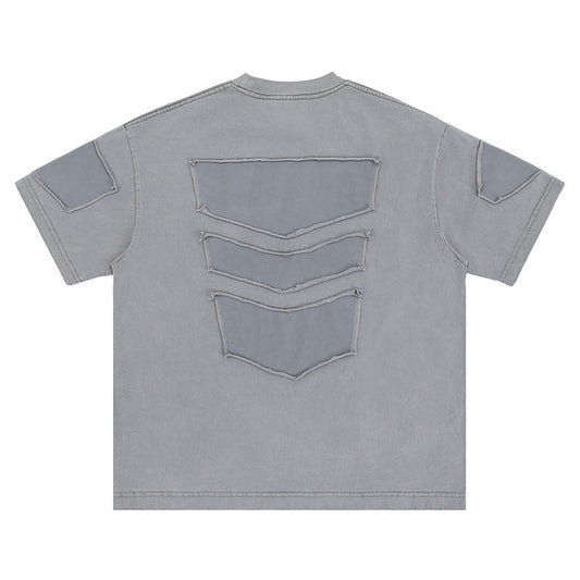 Camiseta Retro con Bordado de Alfabeto Estilo Calle Americana - Image 2