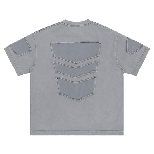 Camiseta Retro con Bordado de Alfabeto Estilo Calle Americana - Image 2