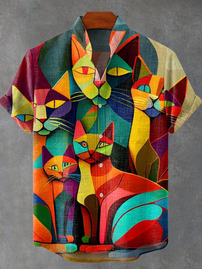 Camisa Cardigan Suelta con Estampado Abstracto 3D y Cuello de Pie - Image 17