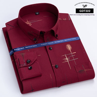 Camisa Casual Antimanchas para Hombre Maduro - Patrón Cuadros Bronce sin Planchado - Image 11