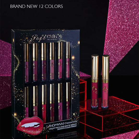 Set de 12 Labiales Mate de Larga Duración en Caja de Regalo