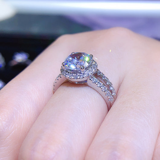 Anillo de Diamante Mosan Plata 925 Bañado en Oro - Image 3
