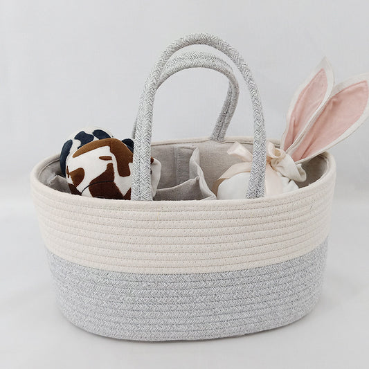 Organizador de Pañales de Algodón - Canasta Portátil para Nursery y Auto