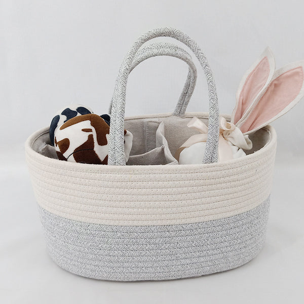 Organizador de Pañales de Algodón - Canasta Portátil para Nursery y Auto