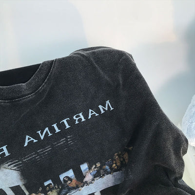 Camiseta Retro de Algodón Lavado Suelta - Básico Versátil para Todo - Image 3