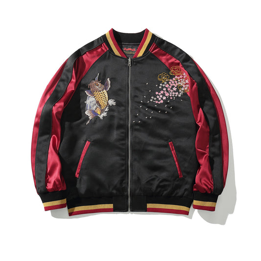 Chaqueta de Algodón para Hombre con Bordado de Koi