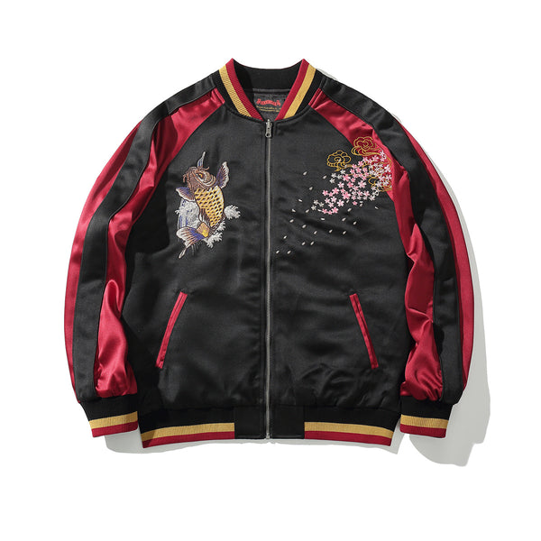 Chaqueta de Algodón para Hombre con Bordado de Koi
