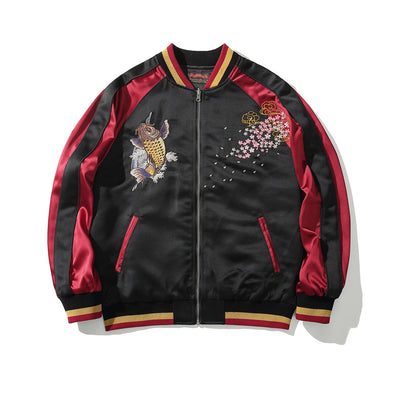 Chaqueta de Algodón para Hombre con Bordado de Koi