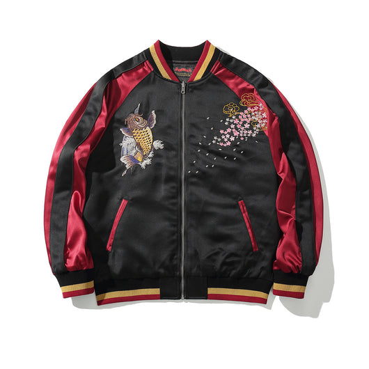 Chaqueta de Algodón para Hombre con Bordado de Koi