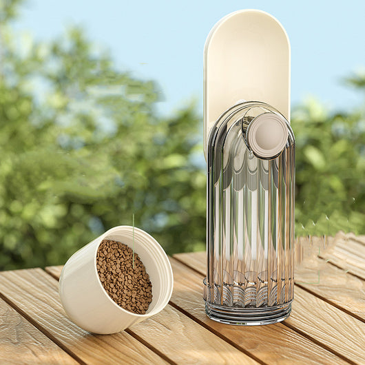 Beige and clear 2-in-1 pet water cup with segment design, 21.5cm tall, for dog walking and feeding. - Image 5