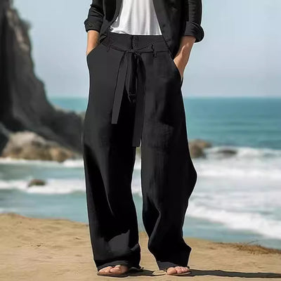 Pantalones de Lino Cómodos con Cintura Elástica - Transpirables para Exterior - Image 4
