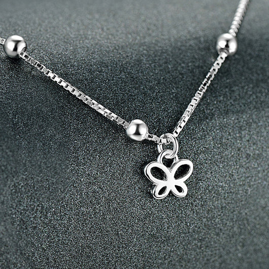 Pulsera Tobillera de Plata 925 con Mariposa Estilo Coreano - Image 9