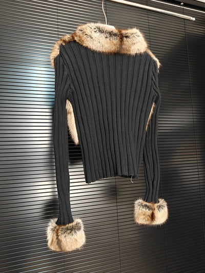 Suéter Slim Fit Ecológico con Patchwork de Lana y Detalles de Piel - Colección Invierno - Image 20