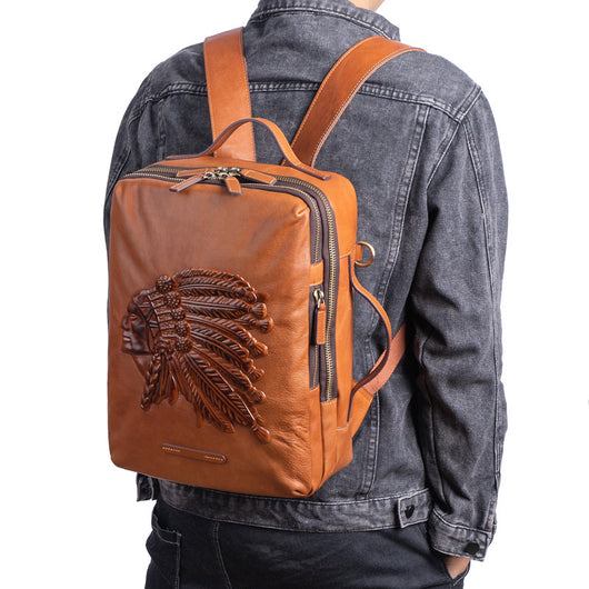 Mochila de Cuero Genuino para Hombre - Primera Capa - Image 14