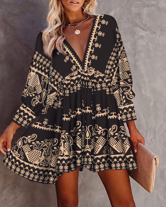 Vestido Retro Suelto para Mujer Manga Larga Casual Otoño