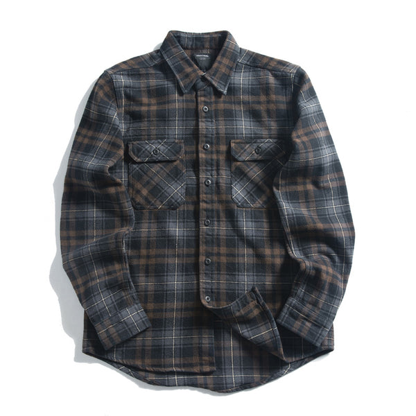 Camisa Casual Retro Gruesa Talla Grande Manga Larga para Hombre