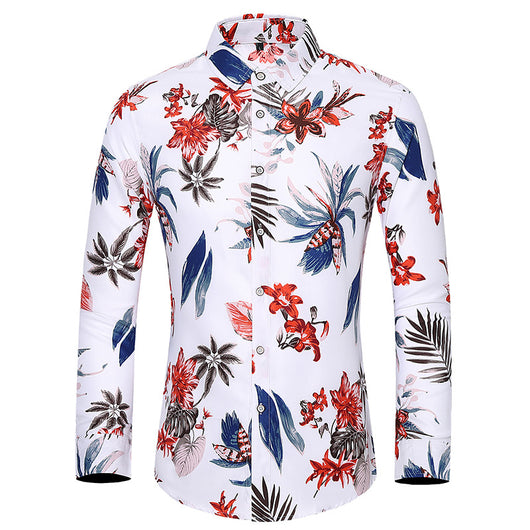 Camisa Estampada de Manga Larga para Hombre Talla Grande - Image 4
