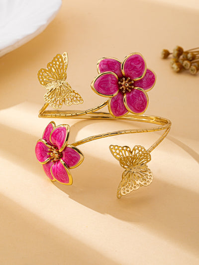 Brazalete Elegante de Flores y Mariposas para Mujer - Image 4