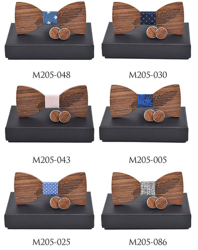 Gemelos de Negocio con Tallado de Pluma - Juego de Hebillas de Madera - Image 20