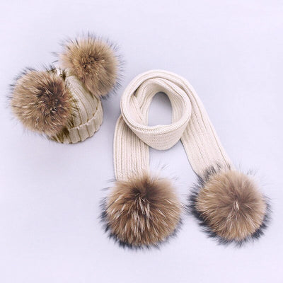 Set Gorro y Bufanda Doble Lana con Pompones para Niños - Image 19