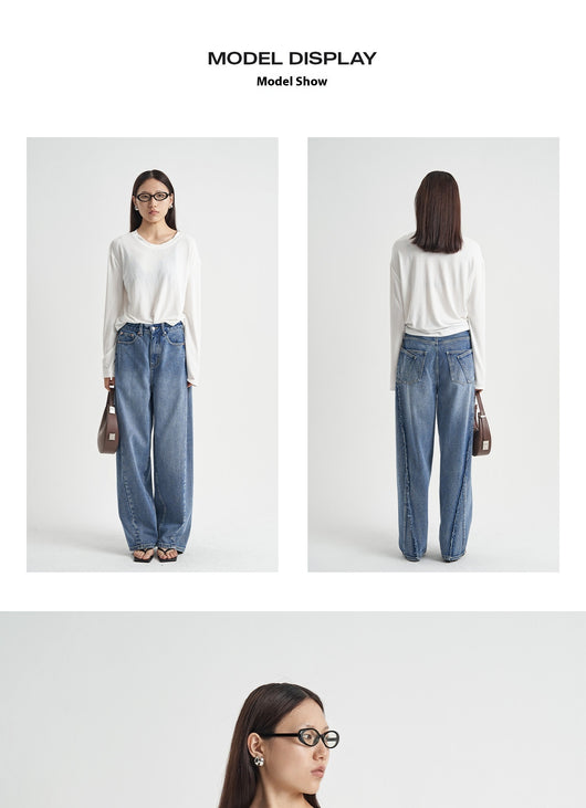 Pantalones Vaqueros Azul Desteñido Holgados Premium para Mujer - Image 12