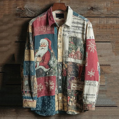 Camisa Floral Navideña para Hombre - Estilo Otoñal Moderno