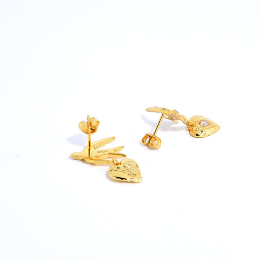 Aretes de Plata S925 Chapada Amor y Paz con Pájaros - Image 6