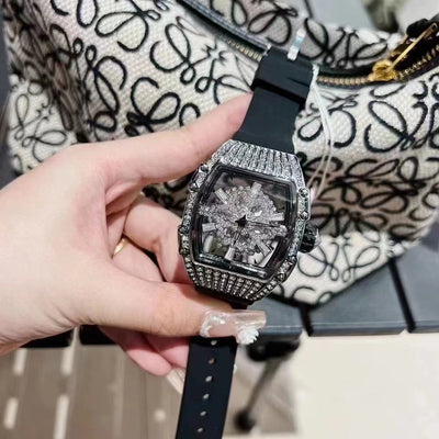 Reloj de Lujo para Mujer con Diamantes Hueco y Correa de Silicona - Image 10