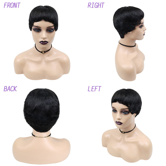 Peluca Corta Rizada Negra para Mujer - Image 7