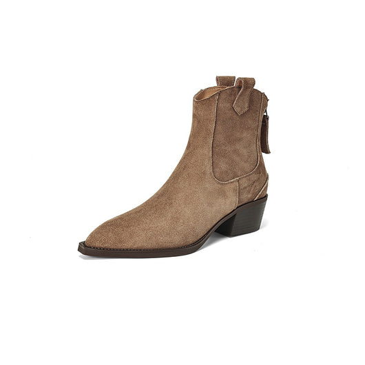 Botas Cortas con Tacón Robusto y Punta Afilada con Cierre Trasero para Mujer - Image 6