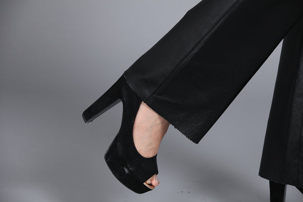 Pantalón de Cuero Bootcut Liso para Mujer - Traje Elegante