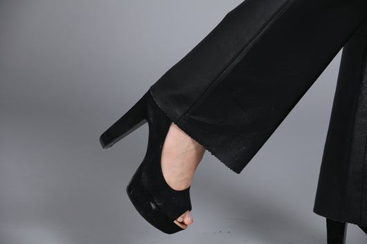 Pantalón de Cuero Bootcut Liso para Mujer - Traje Elegante - Image 2