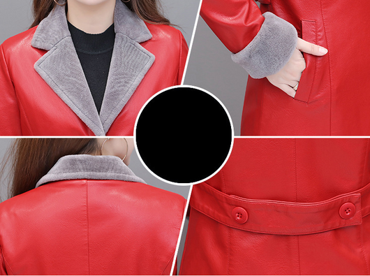 Abrigo Trench Coat de Cuero PU Premium con Forro Velvet - Image 12