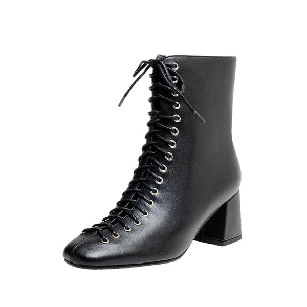 Botas Martin Retro Románticas con Cordones y Tacón Grueso Alto - Image 5